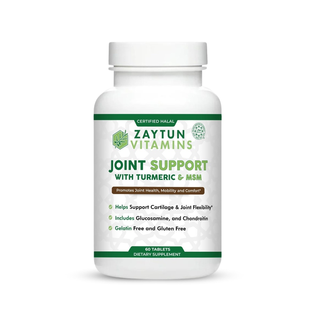 Zaytun Halal κοινή υποστήριξη με Turmeric + Glucosamine, προωθεί την κοινή υγεία, ευελιξία και υποστηρίζει την κινητικότητα, προμήθεια 1 μήνα, χωρίς γλουτένη, χωρίς ζελατίνη, που παρασκευάζονται στις ΗΠΑ - halal βιταμίνες