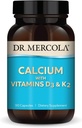 Dr. Mercola Calcium with Vitamins D3 & K2 - Υποστηρίζει την υγεία των οστών και της καρδιάς* - Ασβέστιο με βιταμίνες D3 & K2 - Eggshell-Derived - Μη ΓΤΟ, Χωρίς γλουτένη & χωρίς σόγια - 90 κάψουλες (90 Σερβιέτες)