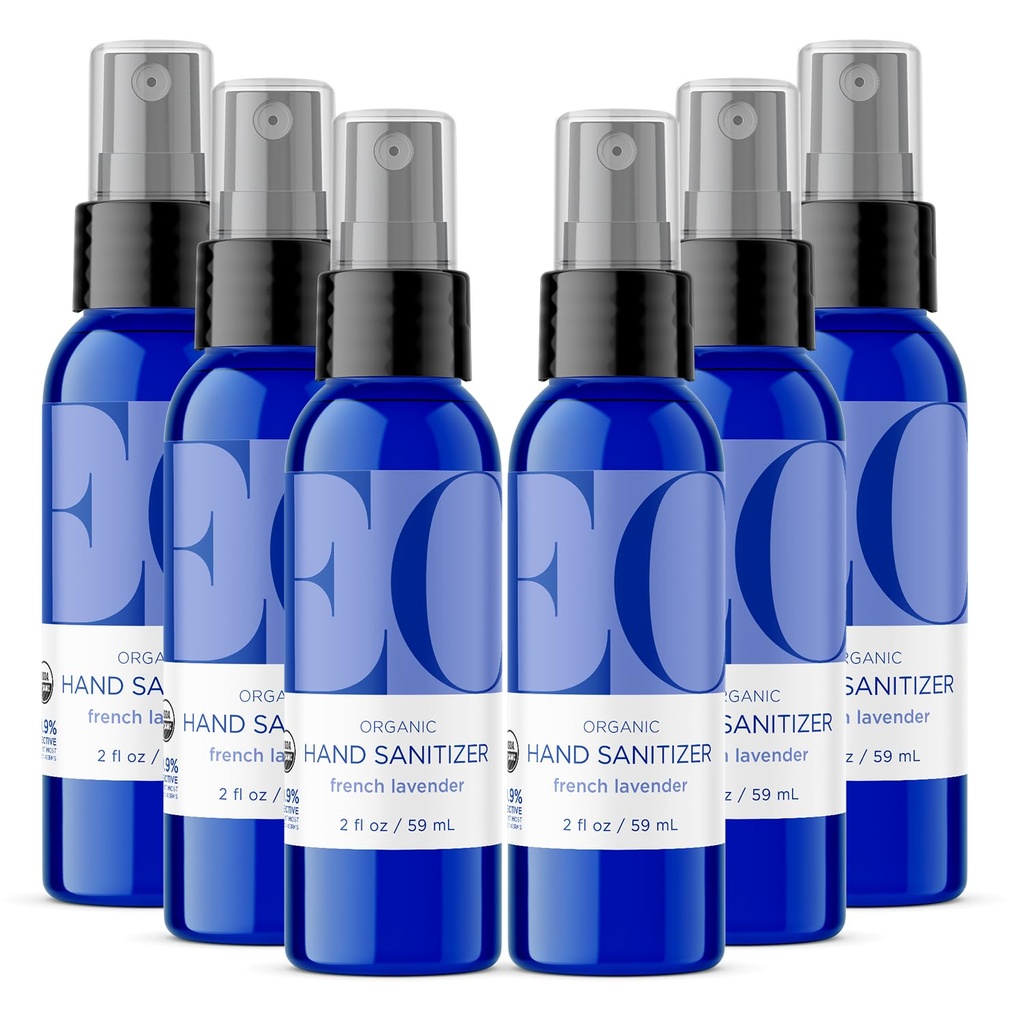 EO Hand Sanitizer Spray, 2 Ounce (Pack of 6), French Lavender, Sugarcane Derived Alcohol, TSA friendly