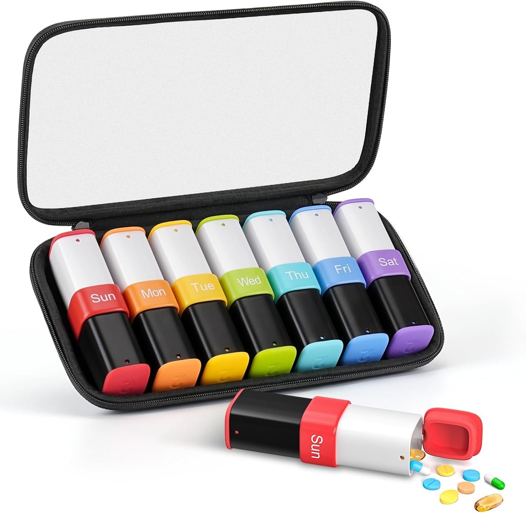 Lotour Weekly Pill Organizer 2 Times a Day with PU Leather Bag, Large 7 Day Travel Pill Box, Am Pm Daily Pill Case, Portable Pill Holder Container for Medication, Vitamins, Fish Oil