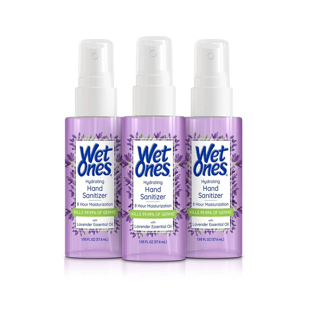 Wet Ones Hydrating Hand Sanitizer Spray Mist | Lavender-Scented Spray Hand Sanitizer Travel Size, 1.95oz (3 Pack)