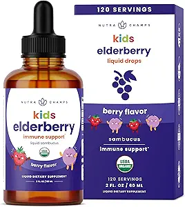 NutraChamps Black Elderberry for Kids Liquid Drops, 10:1 Extract Sambucus Elderberry Syrup for Kids, Sugar-Free European Elderberry Drops Berry Flavor, Immune Support, 4μηνη προσφορά