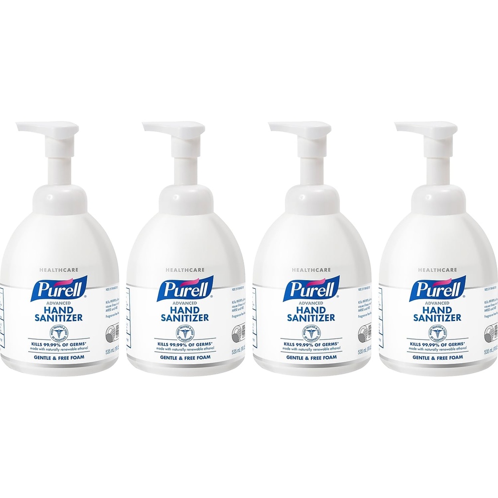 PURELL Advanced Green Certified Hand Sanitizer, Gentle & Free Foam, 535 mL EcoLogo Certified Sanitizer Table Top Pump Bottles (Case of 4) - 5791-04
