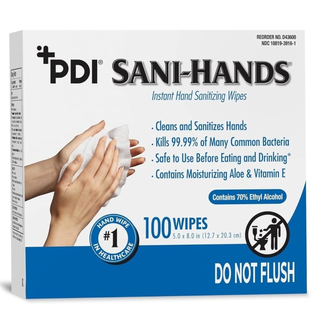 Sani-Hands Hand Sanitizer Wipes 100 Packets Per Box