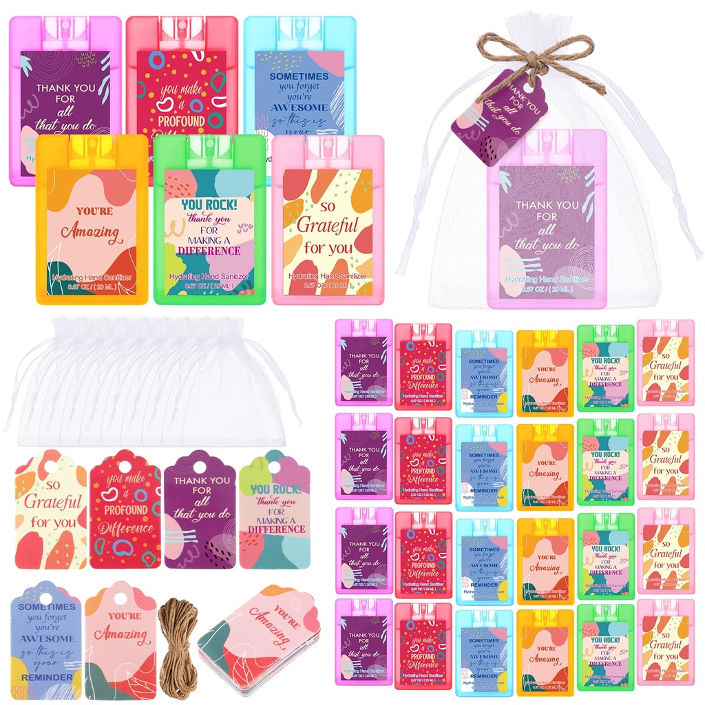 Frienda 72 Pcs Mini Hand Sanitizer Spray Bulk Portable Power Mist Travel Size Hand Sanitizer Spray Thank You Appreciation Gifts for Teacher Coworker Employees (Pocket,Rainbow)