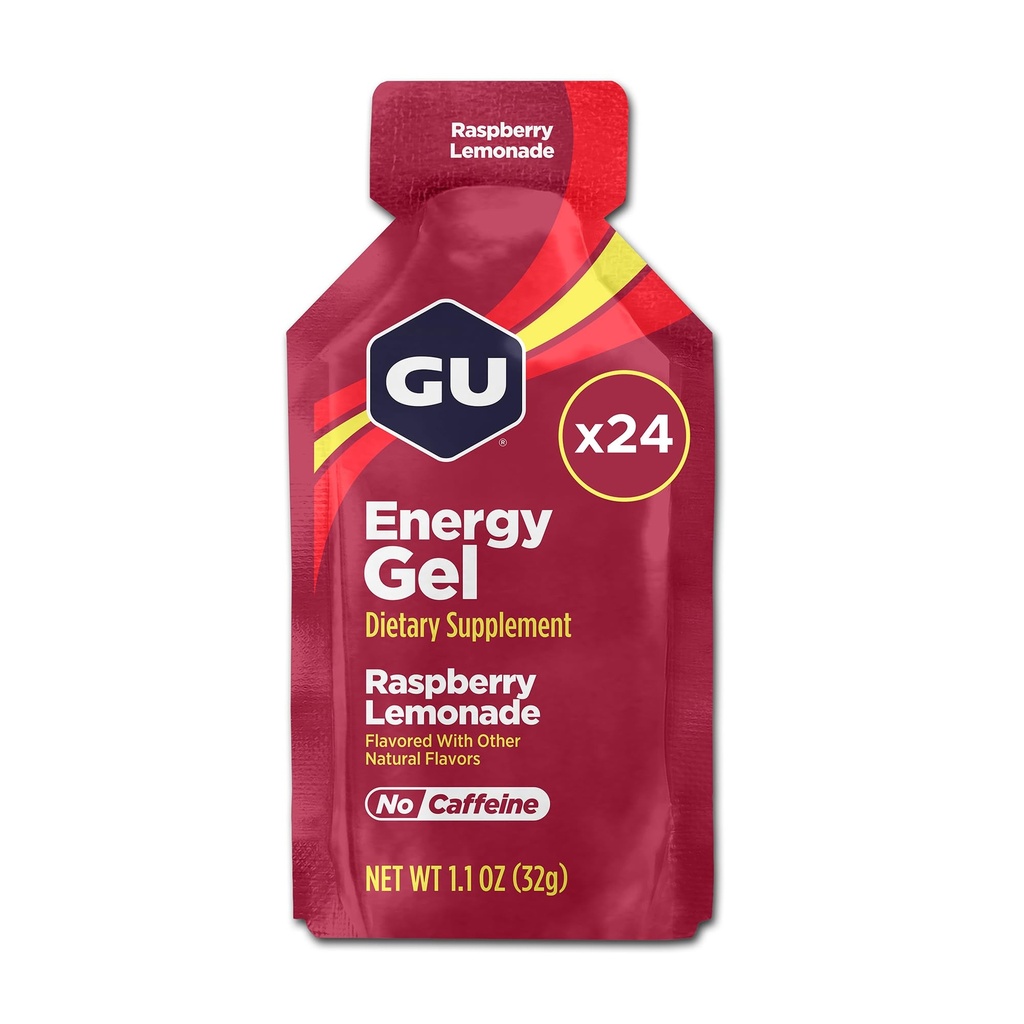 GU Energy, Original Energy Gels, Raspberry Lemonade - 24 Count