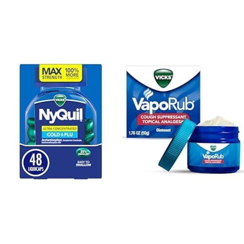 Vicks NyQuil Ultra Concentrated 48 Count + Vicks VapoRub 1.76 oz Jar