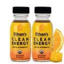 Ethan's Organic Clean Energy Shots Orange Mango Extra Strength, 2 Pack of 2oz | 200mg Caffeine | Green Tea, Guayusa, Lion's Mane & Cordyceps | Sugar-Free, Vegan, Gluten-Free, USDA Organic