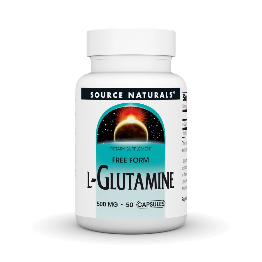 Source Naturals L-Glutamine, Free Form Amino Acid that Supports Metabolic Energy*, 500mg - 50 Capsules