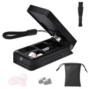 Pill Cutter for Small and Tiny Pills, Professional Aluminum Pill Splitter with Auto Centering Device and 2 Replaceable Stainless Steel Blades, Portable Pill Splitter with PU Case (Black)