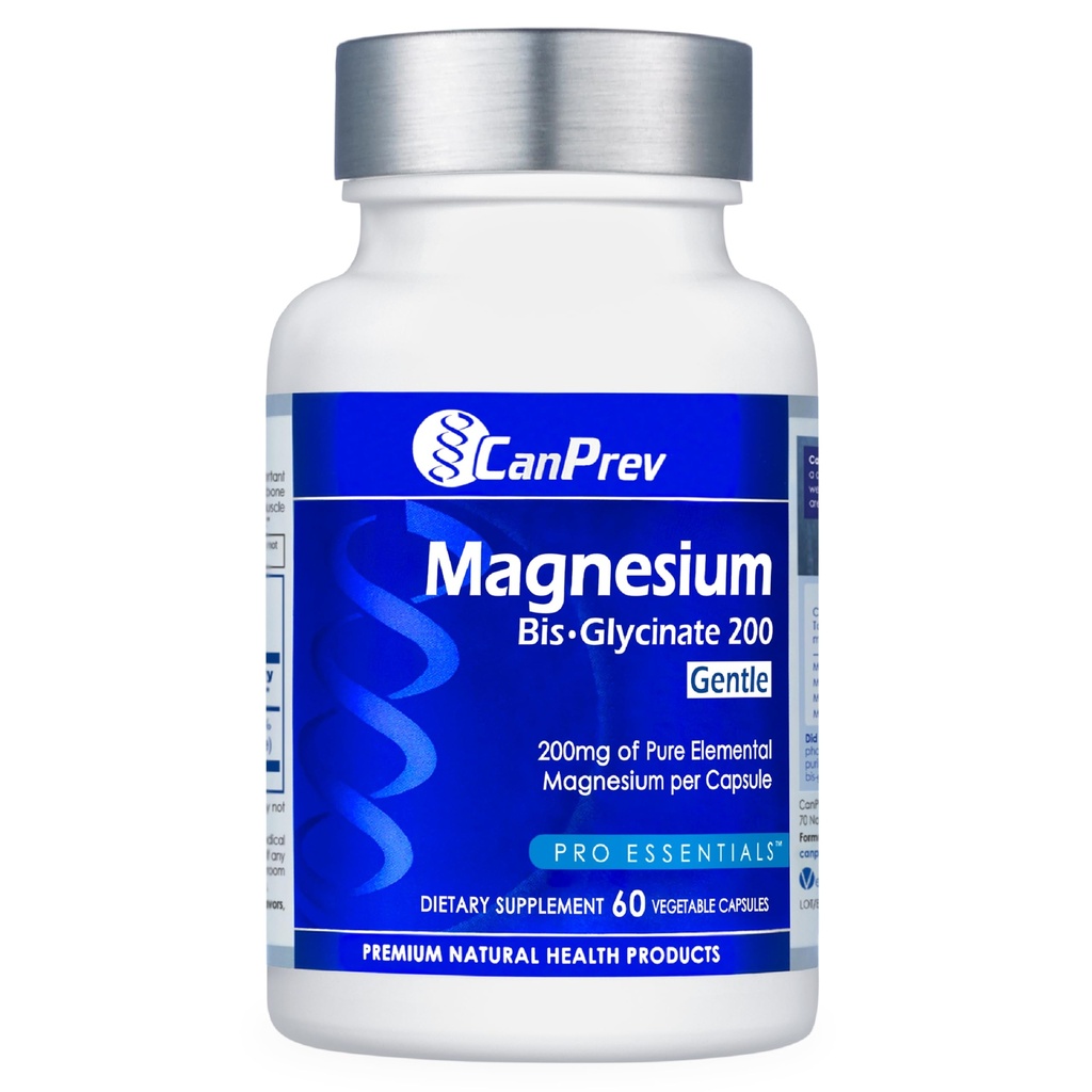 Can Prev Μαγνήσιο BisGlycinate 200mg Απαλό 60 Veg Caps, 60-Day Supply, Chelated Magnesium Supplement for Bone & Mus Support, Easy to Digest, Promotion Relaxation & Comfort, Vegan, Non-GMO, No Sugar