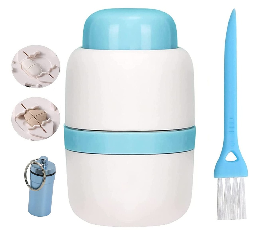 Pill Cutter, 1/4 Divider, 1/2 Divider Sturdy Tablet Cutter, Hidden Blade, Ideal for Cutting Vitamins, Tablets (Blue)