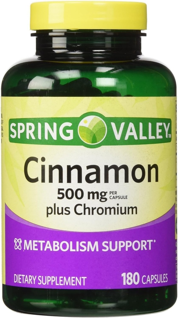 Cinnamon 500mg Plus Chromium,180 Capsules (Pack of 1)
