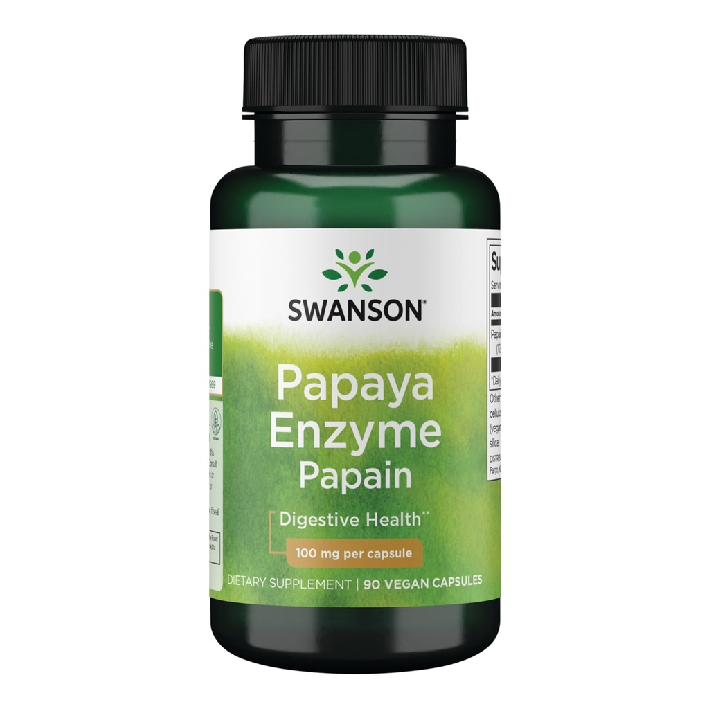 Swanson Papain Papaya Ένζυμο 100 Χιλιόγραμμα 90 Veg Κάψουλες