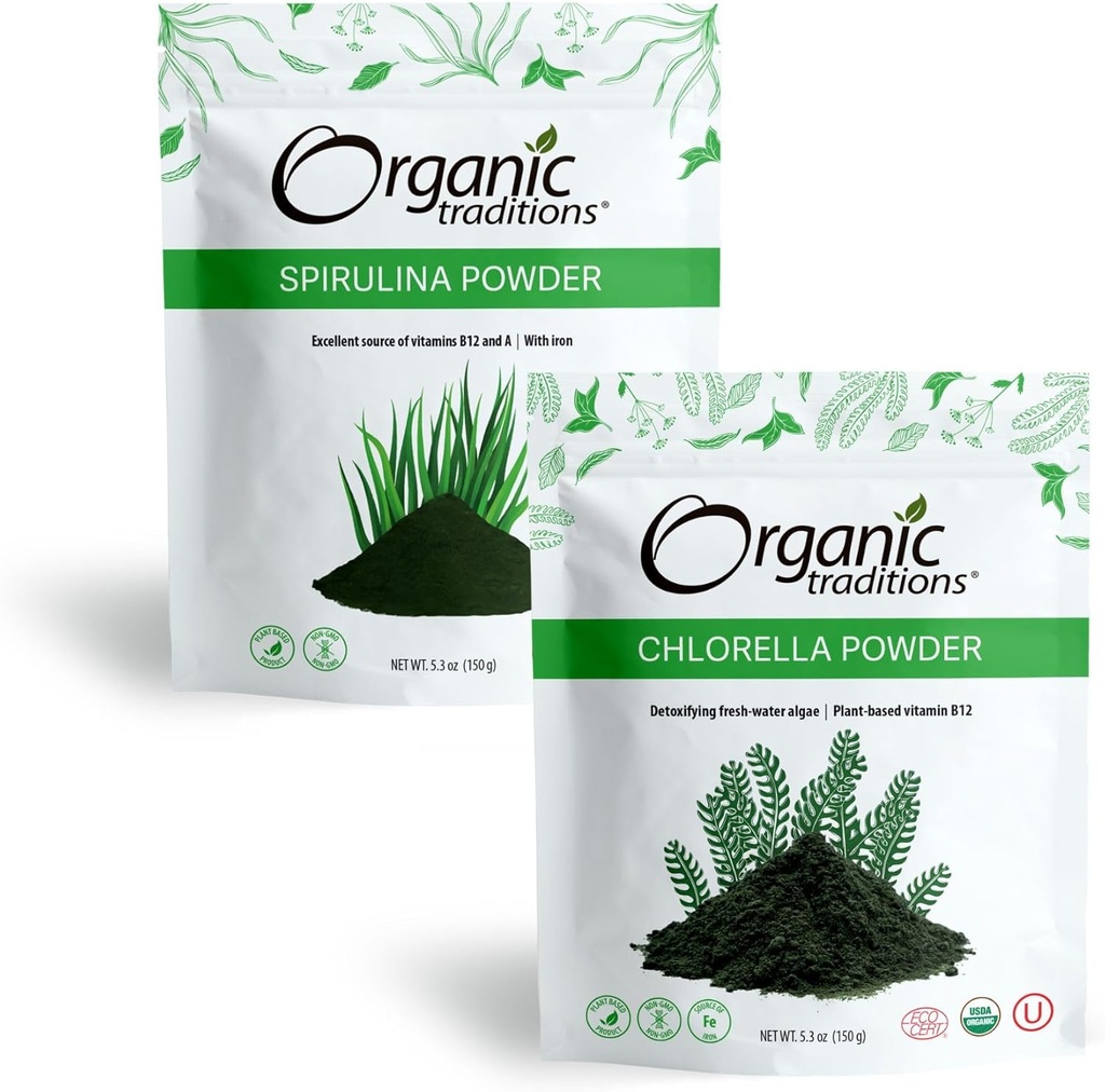 Βιολογική σκόνη Spirulina & Chlorella Superfood, Vegan, μη ΓΤΟ