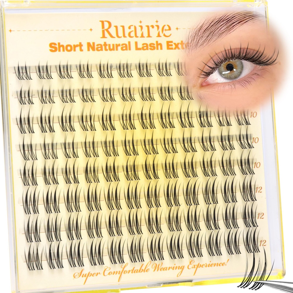 8-12mm Short Lash Clusters Natural Eyelash Clusters Wispy Lashes Clusters | C-Curly Cluster Eyelash Extensions Fairy Eyelash Extension Lashes Clusters for Cleangirl Makeup Pestañas Postizas Naturales