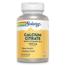 Solaray Calcium Citrate with Vitamin D3 1000mg - Δύναμη των οστών και Υγιεινή Υποστήριξη Δόντια - Gentle Digestion Formula - Lab Επαληθευμένο, 60-Day Εγγύηση - 15 Μερίδες, 90 κάψουλες