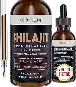 Shilajit Resin Organic Liquid Supplement, Shilajit Himalayan Organic, Shilajit Liquid Drop, Shilajit Drop Contain 85 Trace Minerals, Alternative to Resin & Capsles, 60 ml