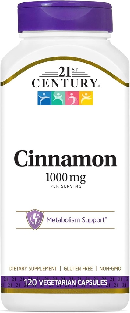 21st Century Cinnamon 500 mg Vegetarian Capsules - 120 ct, Pack of 2