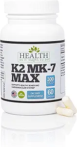 Health As It Ought To Be Vitamin K2 MK7 MAX Extra Strength 300mcg Supplemeny | Soy Free, Proven Bioavailability & Safety | 60 Capsules