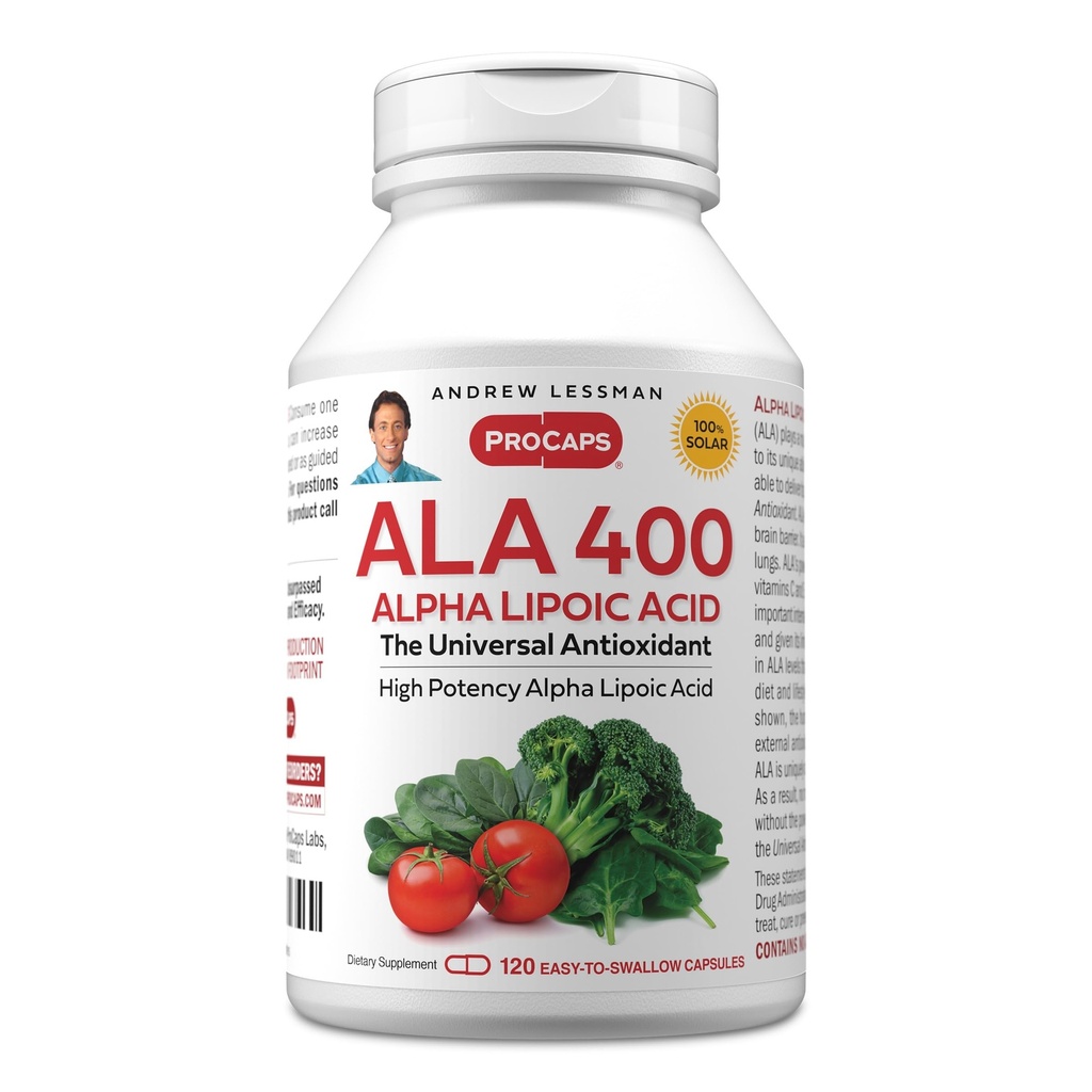 ANDREW LESSMAN Alpha Lipoic Acid ALA 400mg - 120 Capsules - The Universal Anti-Oxidant, Ultra-High Potency, No Additives