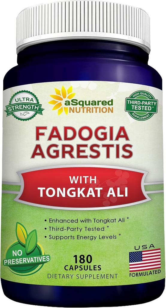aSquared Nutrition Fadogia Agrestis 600mg και Tongkat Ali 400mg συμπλήρωμα (180 κάψουλες) - Fadogia Agrestis Extract & Powder Complex χάπια για άνδρες και γυναίκες