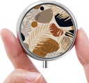 Mini Pill Box, Small Pill Box, Portable Pill Box, Cute Pill Organizer for Vitamins, Medications, Fish Oil and Supplements (Foliage)