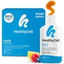 Healthycell Calm Mood Daily Liquid Supplement - Cortisol Manager & Mood Support Supplement for Stress with Ashwagandha, L-Theanine, Magnesium, 5-HTP, GABA & Saffron - 30 Gel Packs