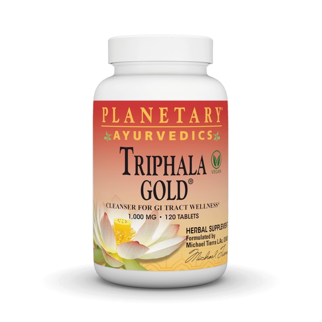 Planetary Herbals Triphala Gold 1000mg Extra Strength Ayurvedic - 120 Tablets | Vegan Cleanser for GI Tract Wellness