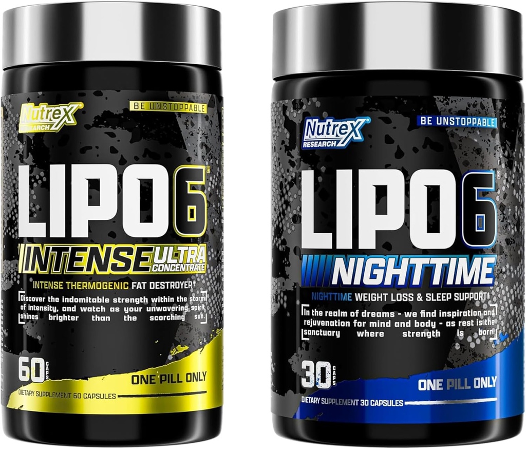 Nutrex Research Lipo 6 Intense and Nighttime AM/PM Bundle