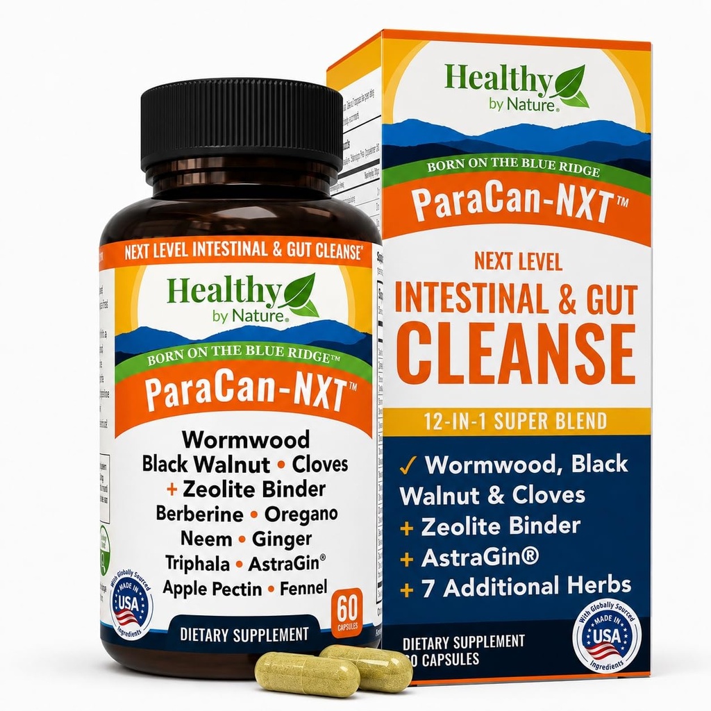 12-in-1 Parasite & Candida Cleanse Support for Adult Humans with Zeolite Binder | Wormwood Black Walnut Cloves Berberine Ginger Neem Oregano Triphala Apple Pectin Fennel Seed AstraGin | 60 Capsules