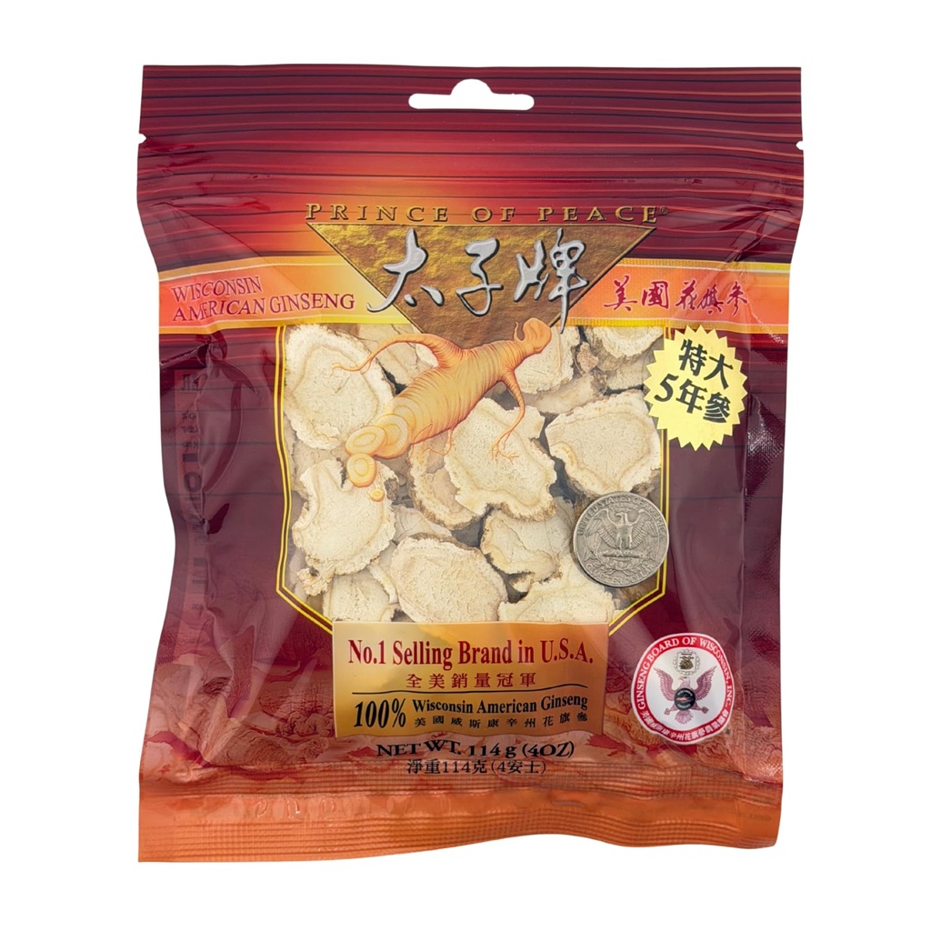 Prince Of Peace Wisconsin American Ginseng 5 Year Root Slices, 4oz