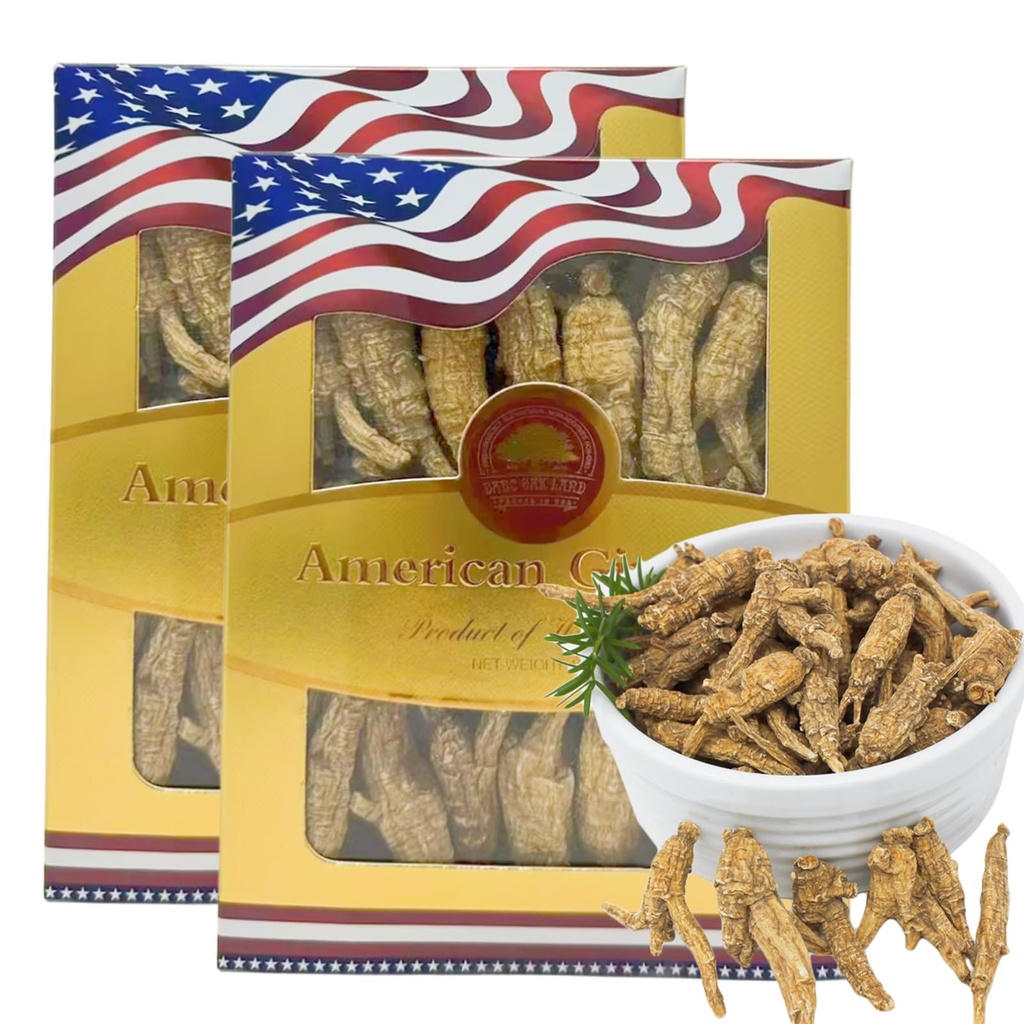 Wisconsin American Ginseng 8OZ, American Wisconsin Ginsengss Slices Root 西洋参/花旗参 Energy for Men & Women Ginseng in Soup, Tea Smoothies Medium 4 Ounce 2 Box