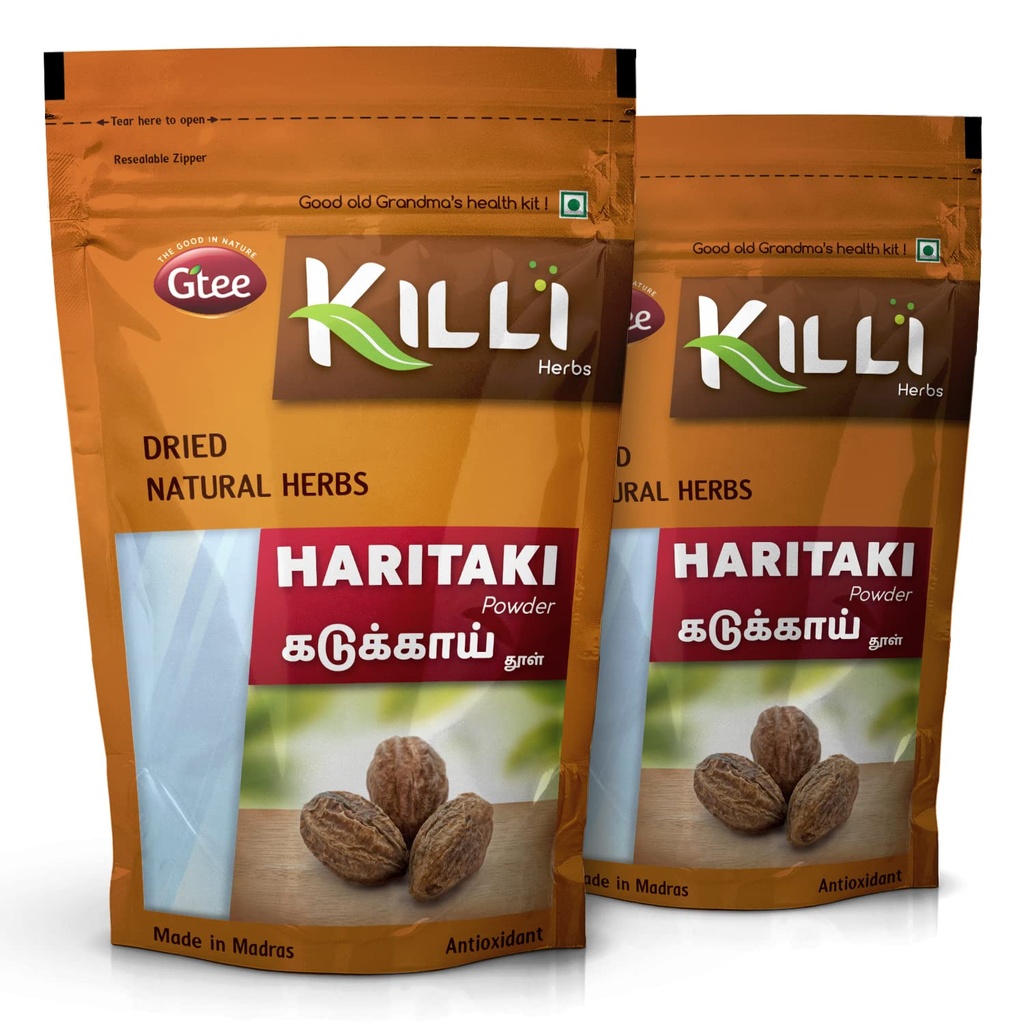 KILLI Haritaki | Kadukkai | Myrobalan | Karakkaya | Terminalia chebula | Harad Powder, 100g (Pack of 2)