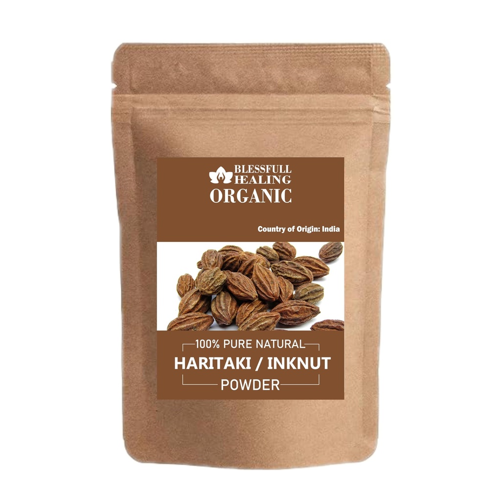 Blessfull Healing Organic Haritaki/Inknut Powder 100% Pure Natural 100 Gram / 3.52 oz
