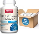 Jarrow Formulas Glutathione Μειωμένη 500mg- 60 κάψουλες Veggie- Ενδοκυτταρικά συμπληρώματα αντιοξειδωτικής- ποιότητας γλουταθειόνης- Υποστηρίζει Ανακύκλωση των βιταμινών C & E- μη Γλουτένης - Χωρίς Vegan, Συσκευασία των 12