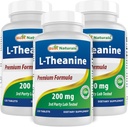 Best Naturals L- Theanine 200mg ανά δισκίο (400mg ανά 2 δισκία) - Προάγει την χαλάρωση χωρίς υπνηλία - 120 χορτοφαγικά δισκία - (120 Count (Pack of 3))