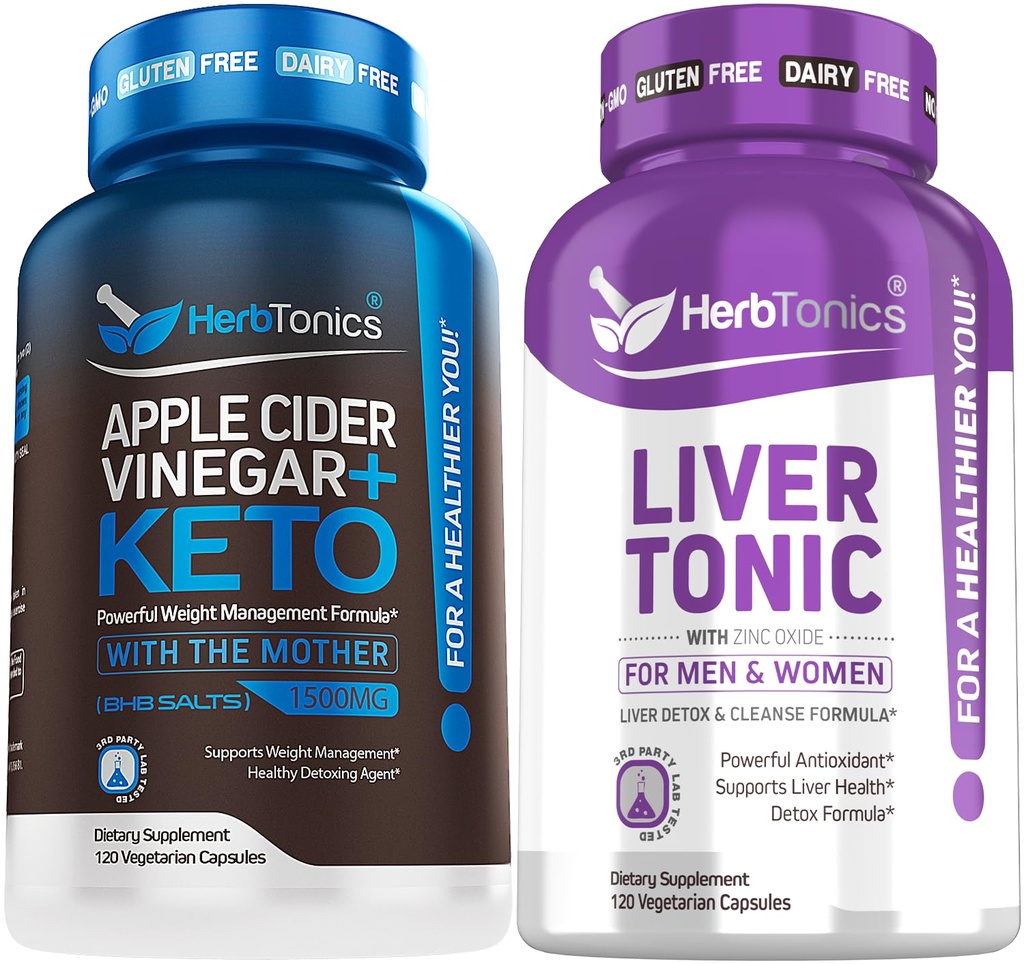 Herbtonics Apple Cleanse Detox & Repair Formula with Milk Thistle Artichoke and 24 Herbs Liver Health