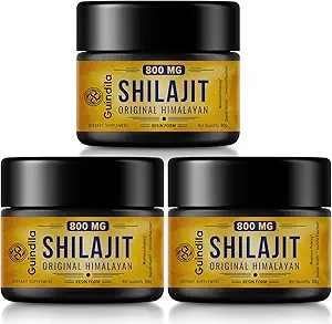 800mg Shilajit Supplement-Shilajit Pure Himalayan Organic Shilajit Resin with Maximum Potency,Original from Himalayan with 85+Trace Minerals & Fulvic Acid for Focus & Energy,Immunity,3 Packs