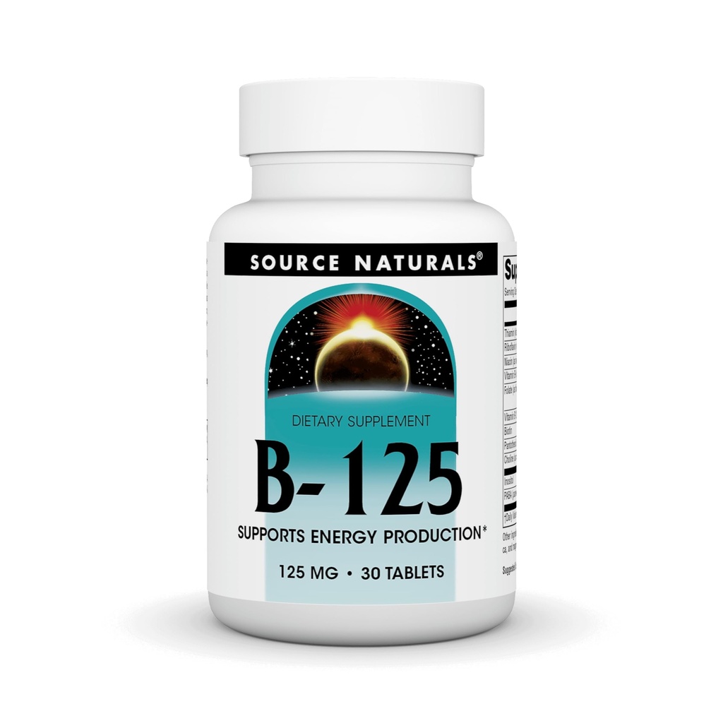 Source Naturals B-125, 125 mg B-Vitamins for Energy Production Support - 30 Tablets