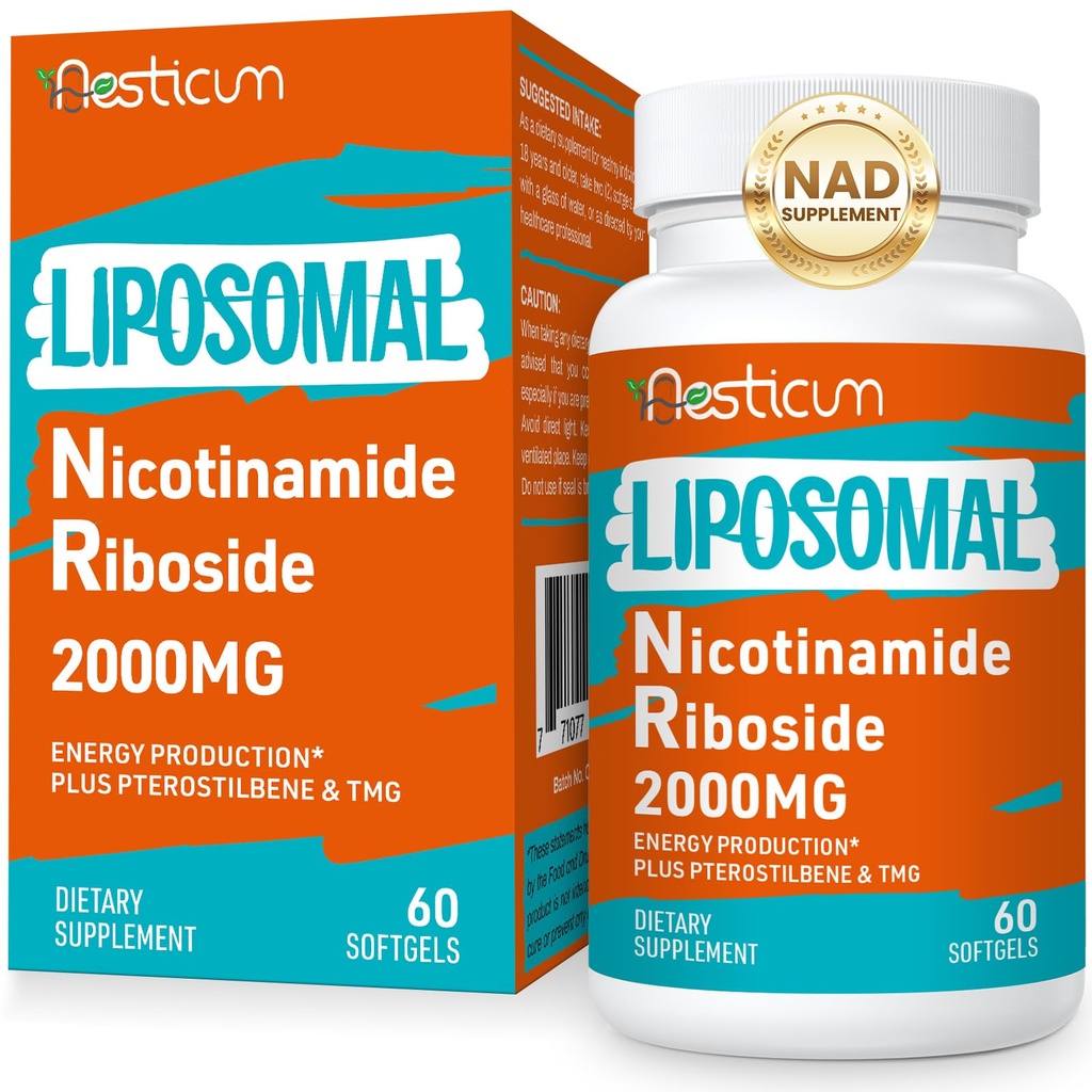 2000 MG Nicotinamide Riboside, NMNH Supplement Alternative, Liposomal NAD Nicotinamide Riboside Supplement with TMG & Pterostilbene - 60 Softgels