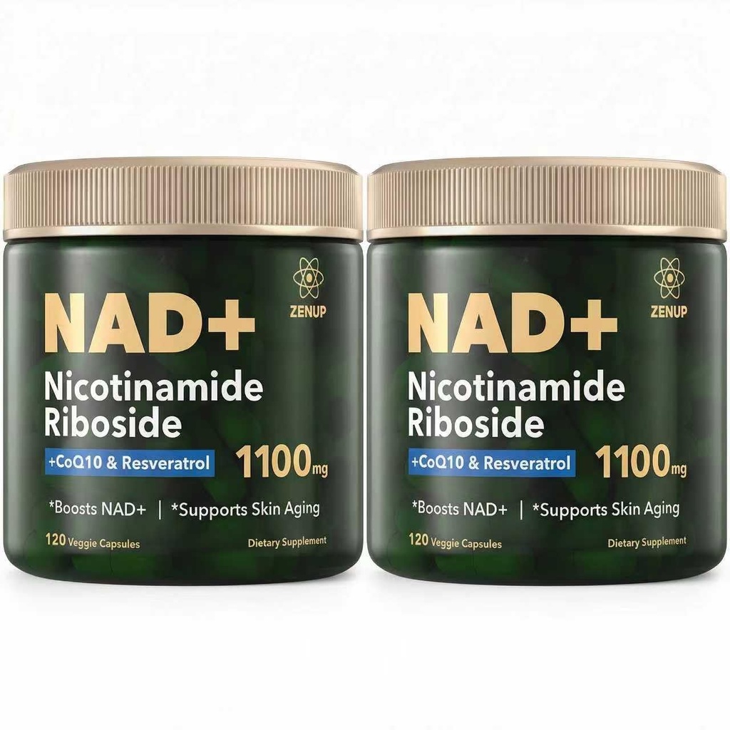 NAD+ Supplement | 1100mg Liposomal Nicotinamide Riboside with Resveratrol & Quercetin |Mental Focus | 120 Caps - Pack of 2