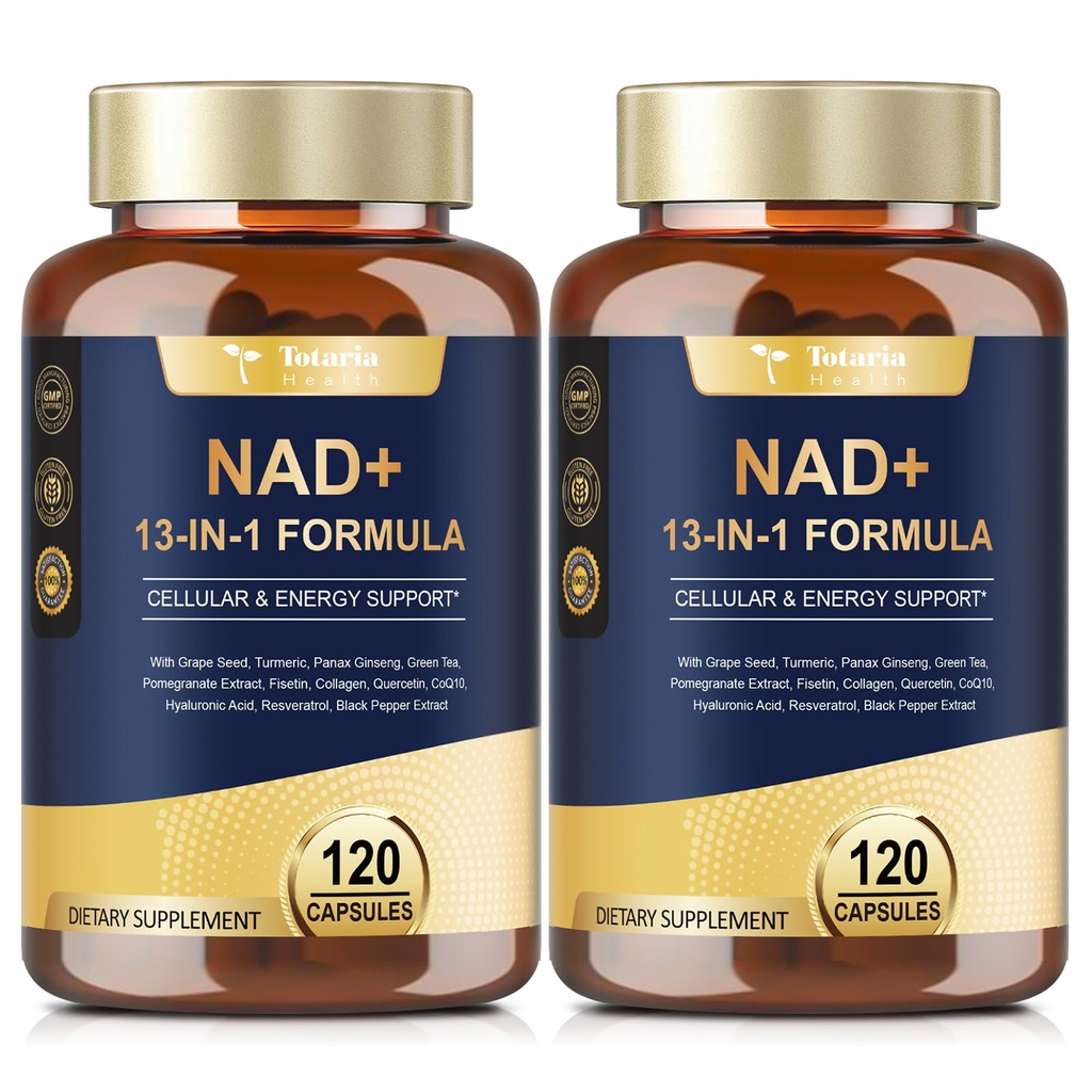 Totaria (2 Packs) NAD Supplement for Women Men with nicotinamide riboside resveratrol,Quercetin, Betaine Boost NAD+ Levels NAD Plus Supplement for Anti Aging, Energy, Immune, Focus 120 Capsules