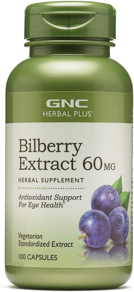 GNC Herbal Plus Bilberry Extract συμπλήρωμα, χορτοφάγοι, υποστηρίζει τα μάτια και την υγεία, 100 υπηρεσίες