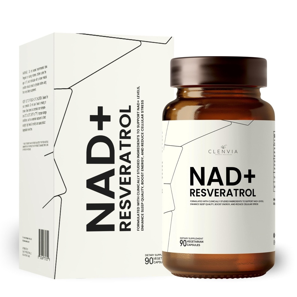 NAD+ Supplement with Resveratrol – 900mg Advanced NAD+ Complex – 500mg Nicotinamide Riboside, 150mg Quercetin Phytosome, 150mg Trans-Resveratrol – 90 Vegan Capsules – USA Made, Third-Party Tested