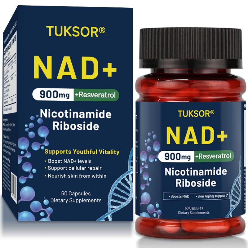 NAD+ Supplement,Nicotinamide Riboside, Liposomal Resveratrol, Cellular Repair, Supports Energy, Aging Vitality, Focus, 60 Capsules