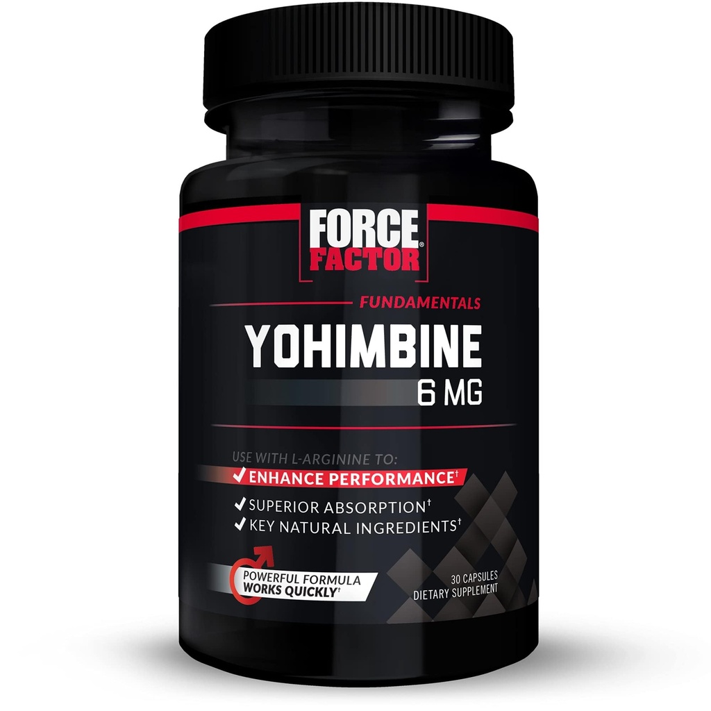 Force Factor Yohimbine συμπλήρωμα για τους άνδρες, Yohimbe Bark Extract με ανώτερη απορρόφηση για την ενίσχυση της απόδοσης, 6mg Yohimbine Bark χάπια με βασικά φυσικά συστατικά, λειτουργεί γρήγορα, 30 κάψουλες