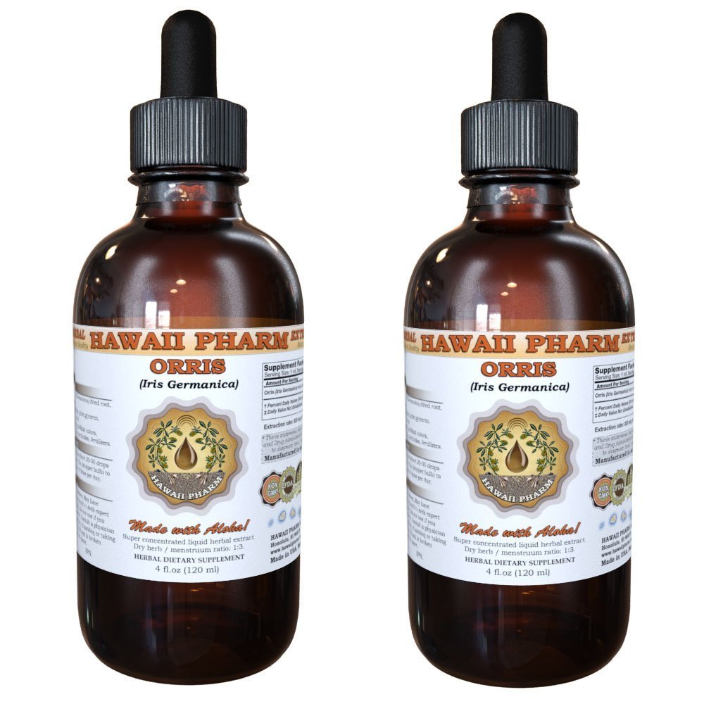 Orris (Iris germanica) Liquid Extract, Tincture, Herbal Supplement, Hawaii Pharm, Made in USA, 2x2 fl.oz