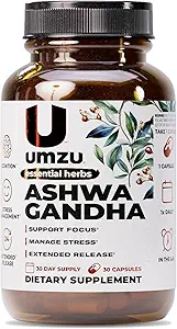 UMZU Ashwagandha Advanced Stress & Cortisol συμπλήρωμα υποστήριξης, μνήμη, εστίαση, γνωμάτευση, 24ωρη εκτεταμένη απελευθέρωση (30 ημερήσια προσφορά 