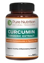 Pure Nutrition Curcumin Turmeric Supplement, 95% Curcuminoids & Piperine 95% | Supports Inflammation Response| Non-GMO | 60 Veg Capsules
